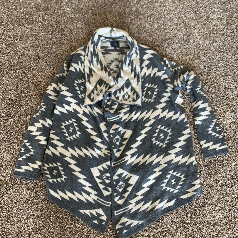 Gray and cream cardigan